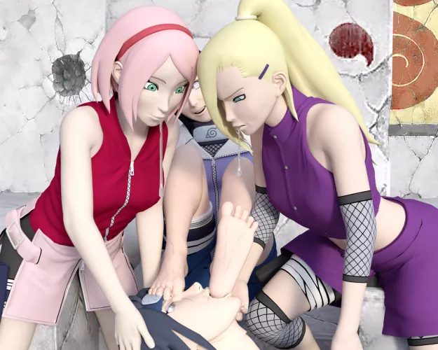 Sakura Hinata and Ino torment a defeated Itachi 2 [Naruto] (SoleMann) by SoleMann_