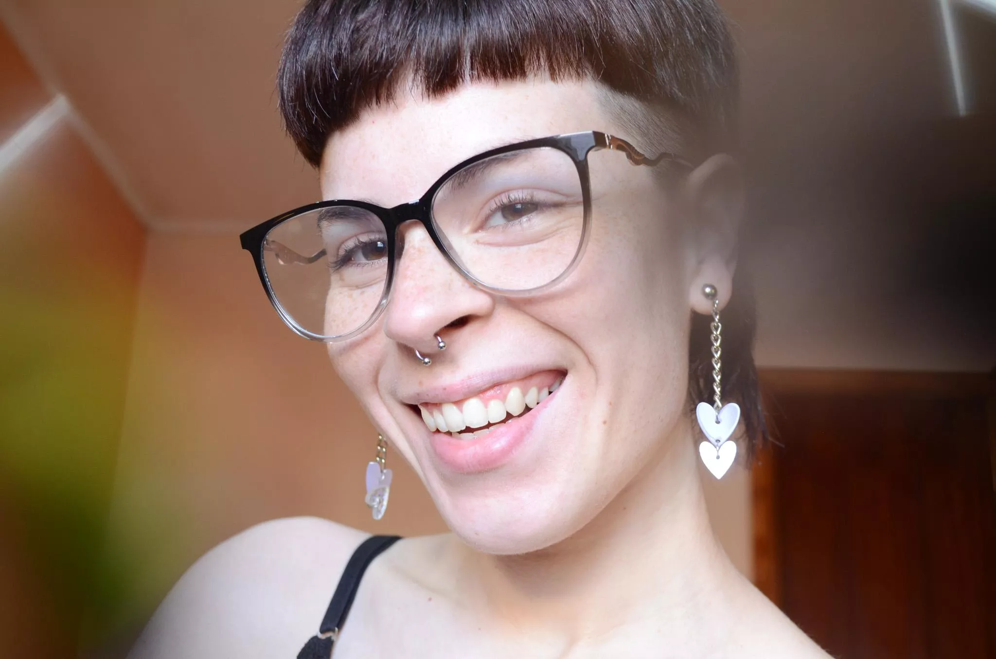 glasses, freckles, short hair, septum, an addictive combo  posted by hairydreamybarb