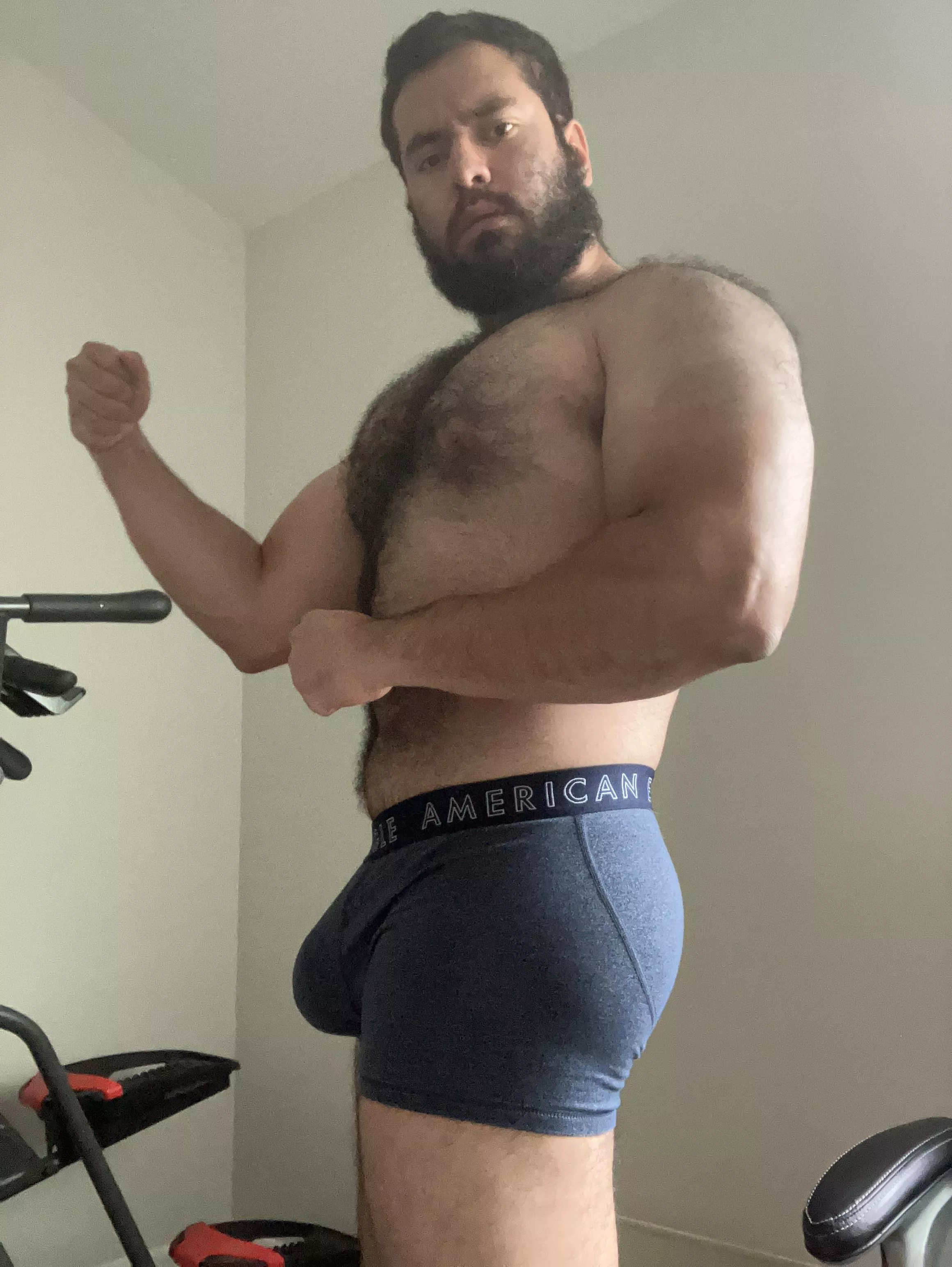 The bulge is as powerful as my biceps. 😏 posted by swolebeto