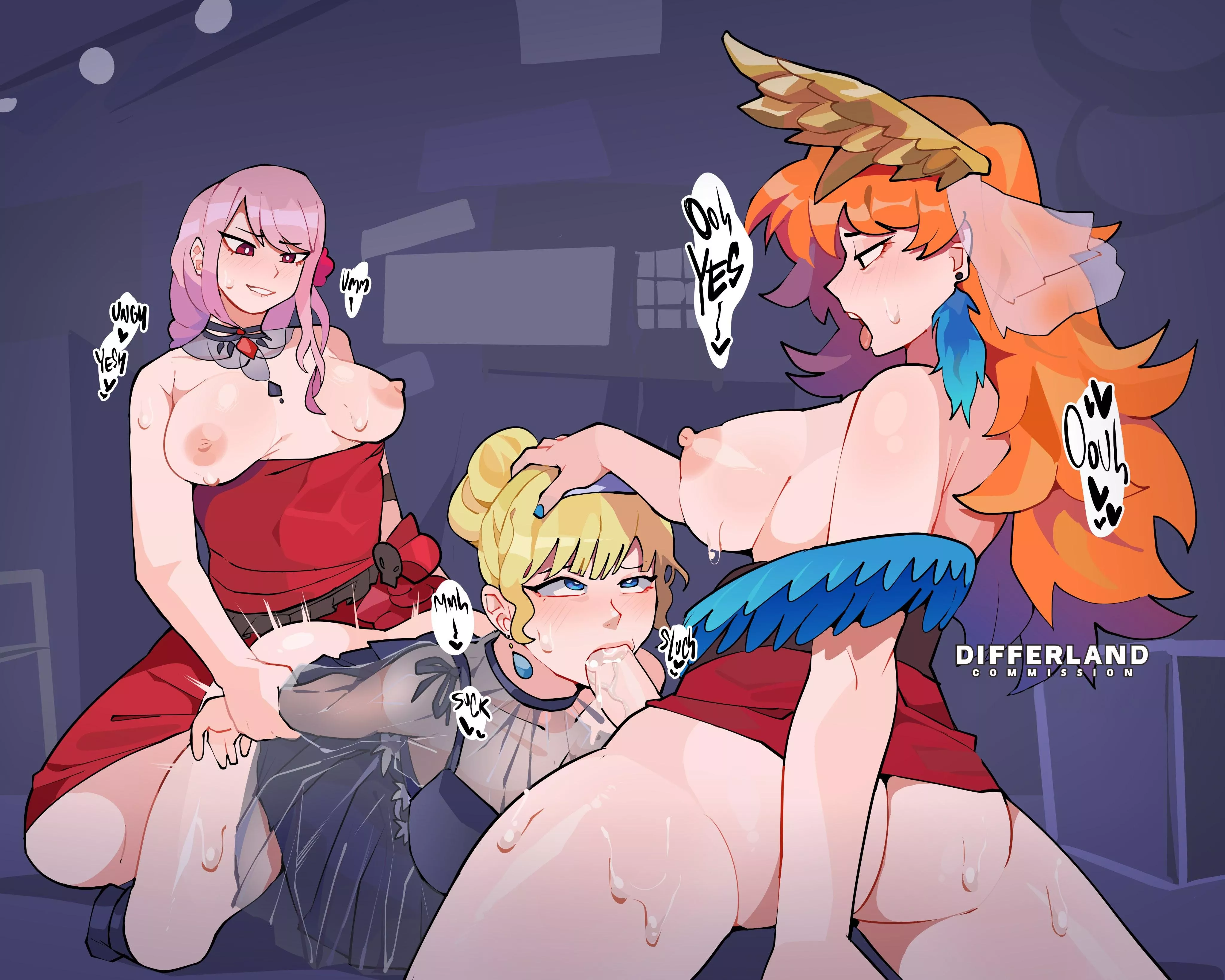 Fancy dress threesome (Diforland/Differland) posted by GDRMetal_lady