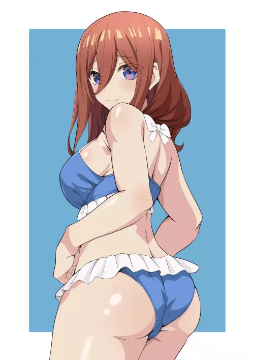 Miku Nakano Wearing Her Blue Swimsuit (Quintessential Quintuplets) by Csxc