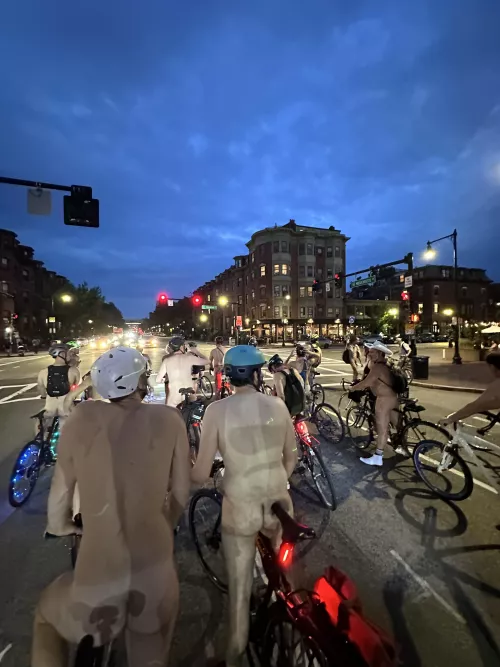 Naked bike ride in Boston  by Liktorncele