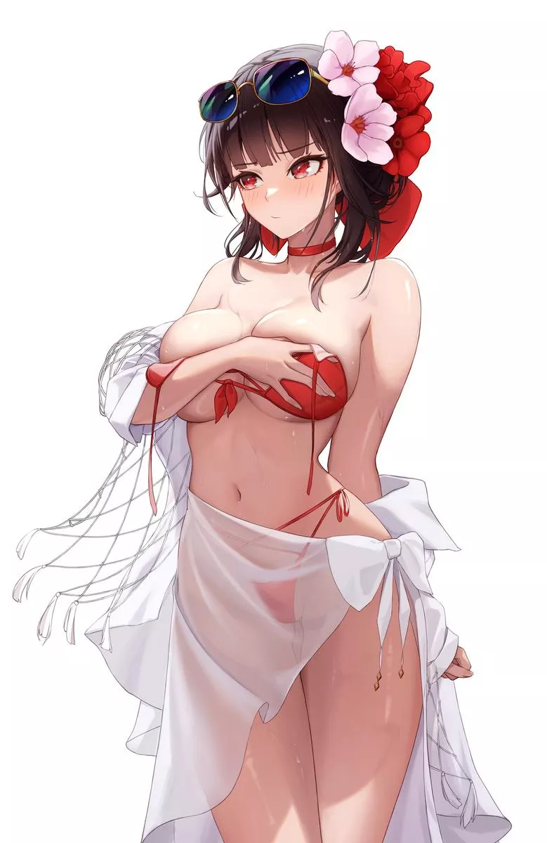 Shy summer Sakura [Nikke] posted by DoomandAna7979