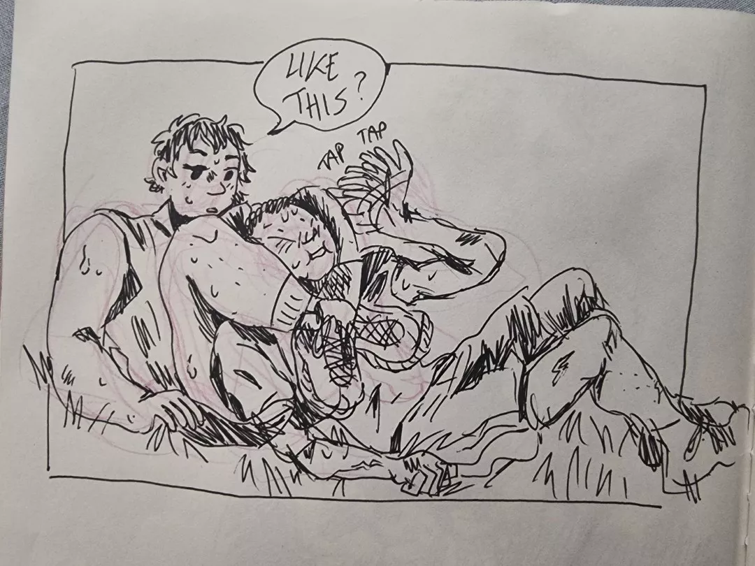 Bjj is pretty horny as a martial art (I know the form is wrong but the heart was in the right place) (oc) by stupiddquestionsonly