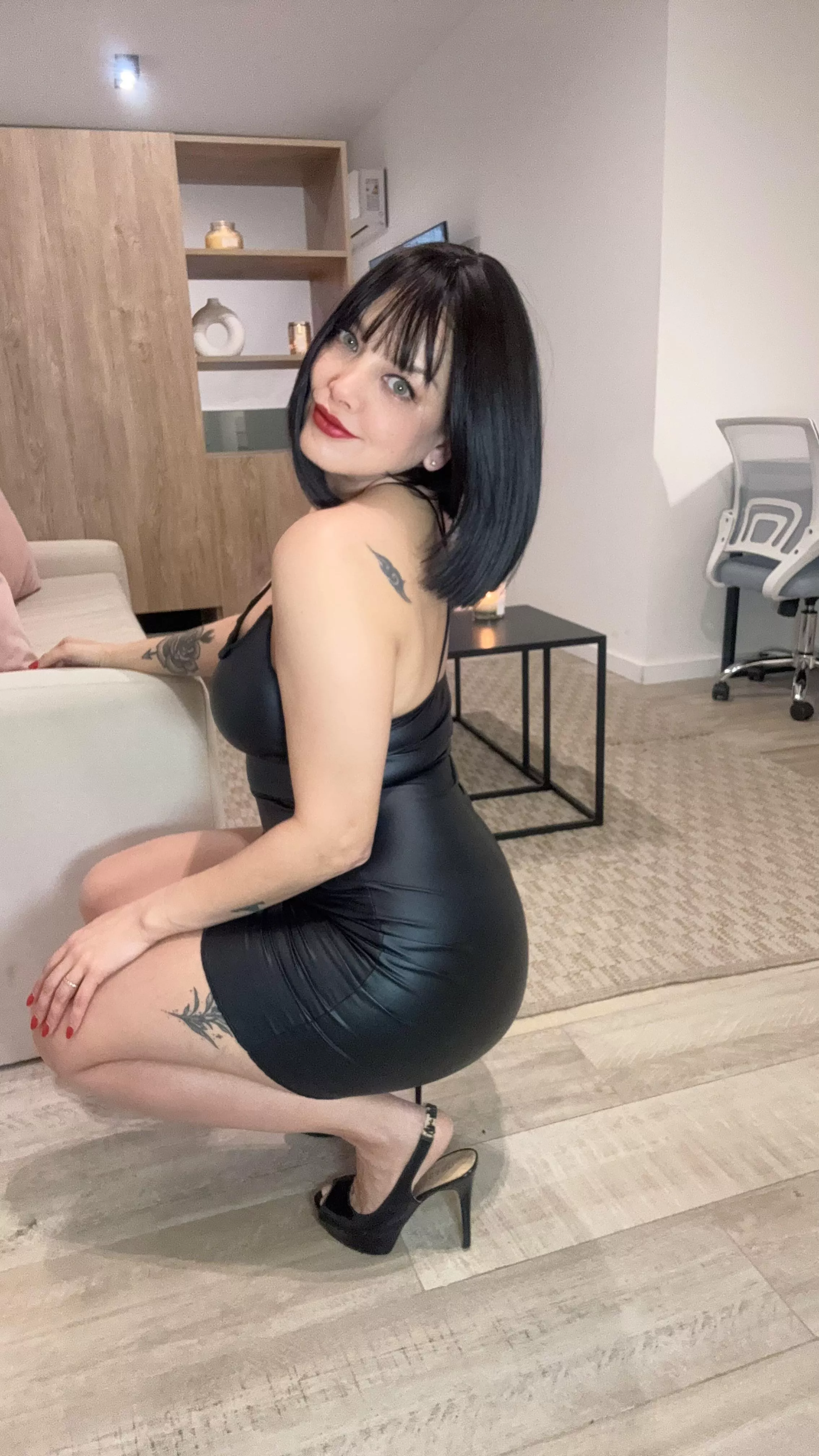 Leather dress and heels… would you take on a date wearing this outfit? posted by chloeof