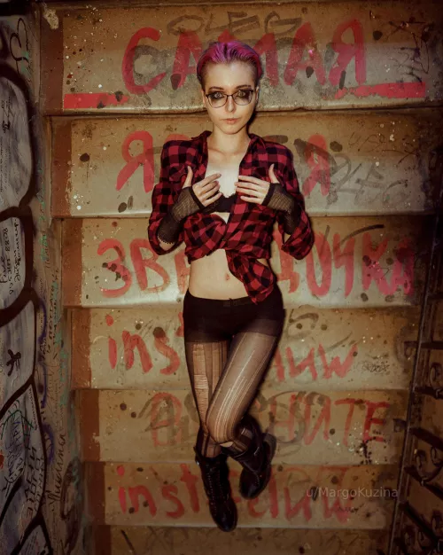 punk charm shines through in the dim stairwell by MargoKuzina