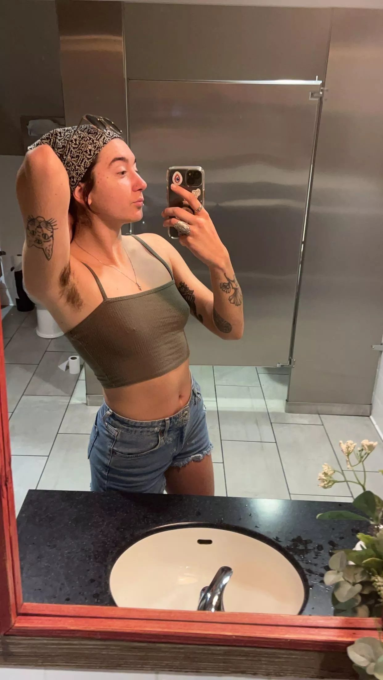 Smooth head, hairy arms, pits, and bush 😈😈  posted by divine_divinity111