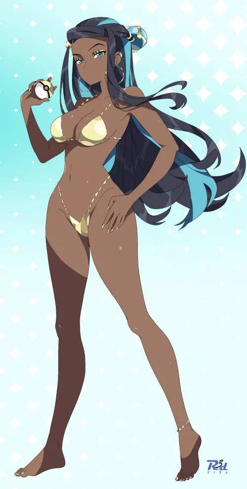 Gold Bikini Nessa [Pokemon] by A_MASSIVE_PERVERT