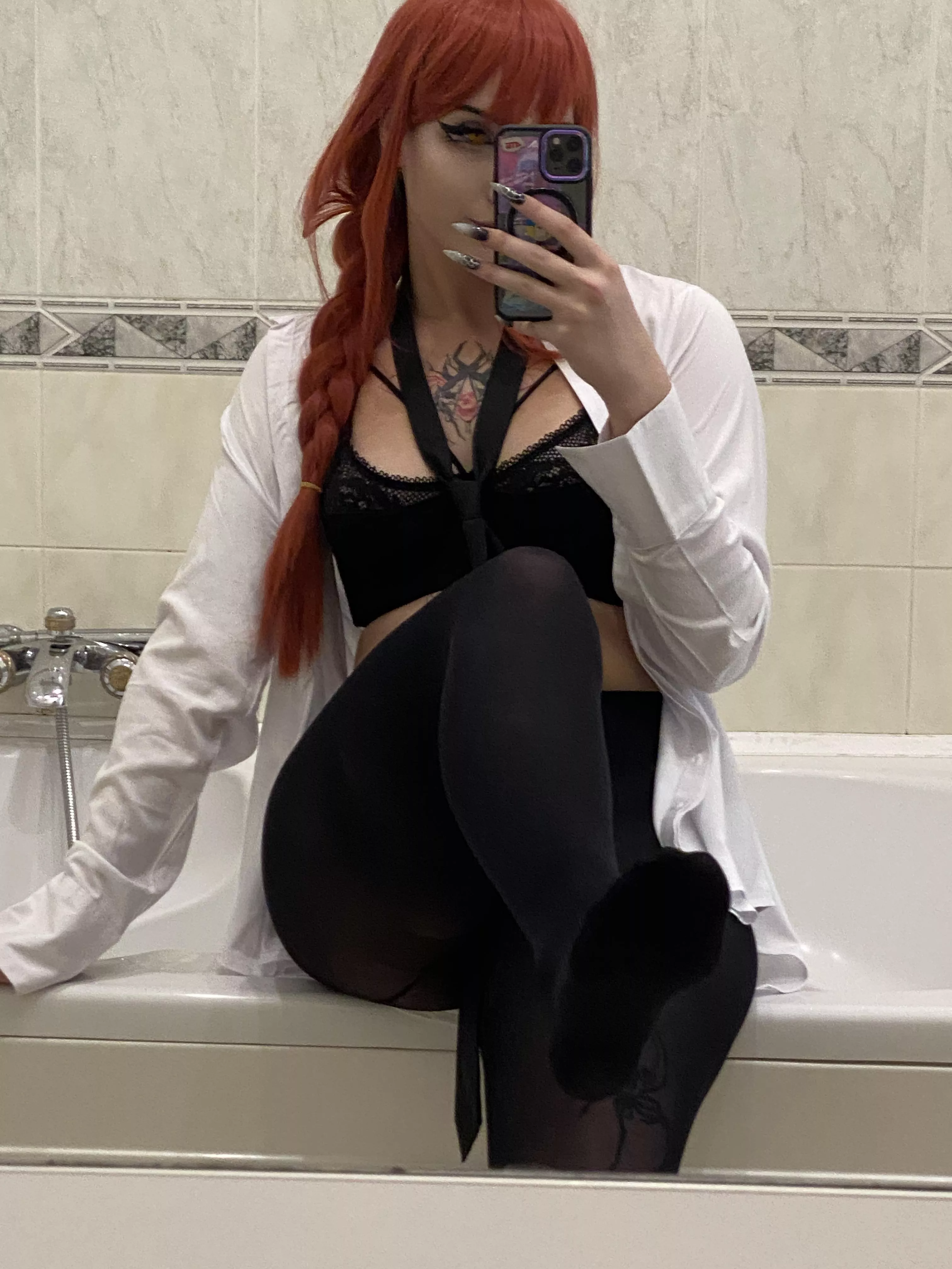 My sexy black pantyhose to match Makima's look posted by eva_curls_