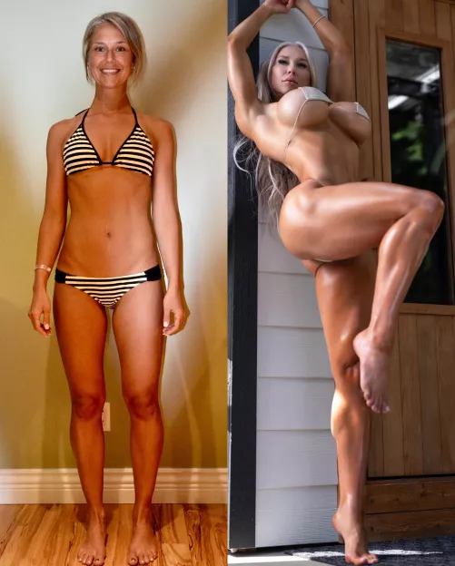 9 Year Transformation from Basic to Bodybuilder Bimbo  by karenorlena