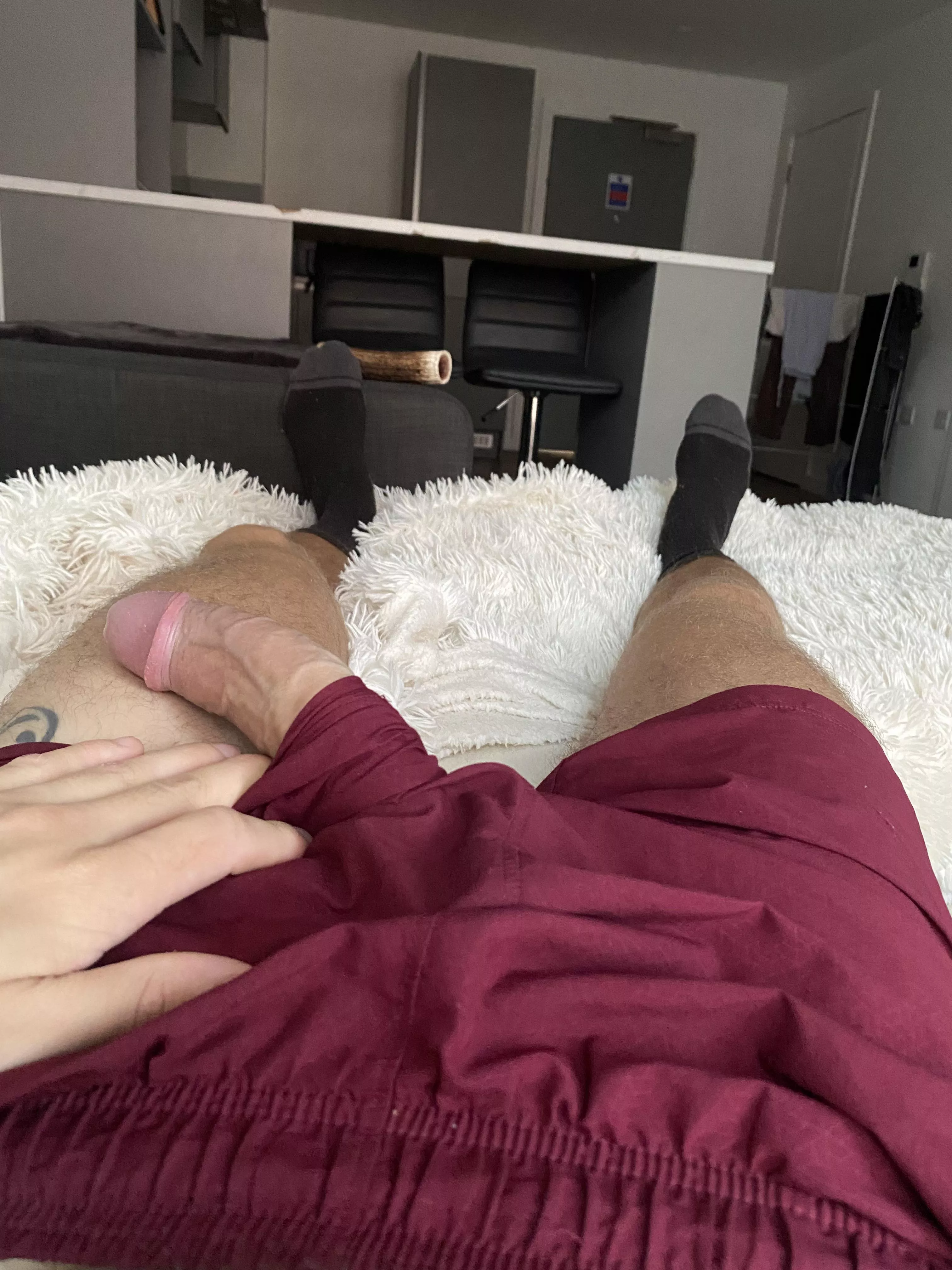 So big it sticks out my shorts lol posted by Captaincurve907