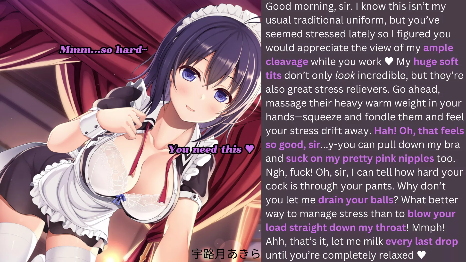 Your maid is here to relax you ♥ [Male POV] [Maid] [Blowjob]—Hentai Caption Challenge Day 1 posted by darkstarjoi