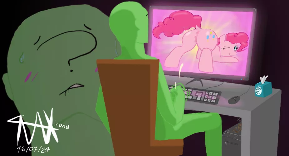 Anon masturbating to Pinkie Pie rump (artist : Raxinona) by Hailingtaquito