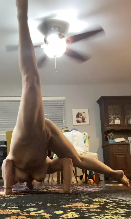 Naked Flying Splits by whynottrytoo