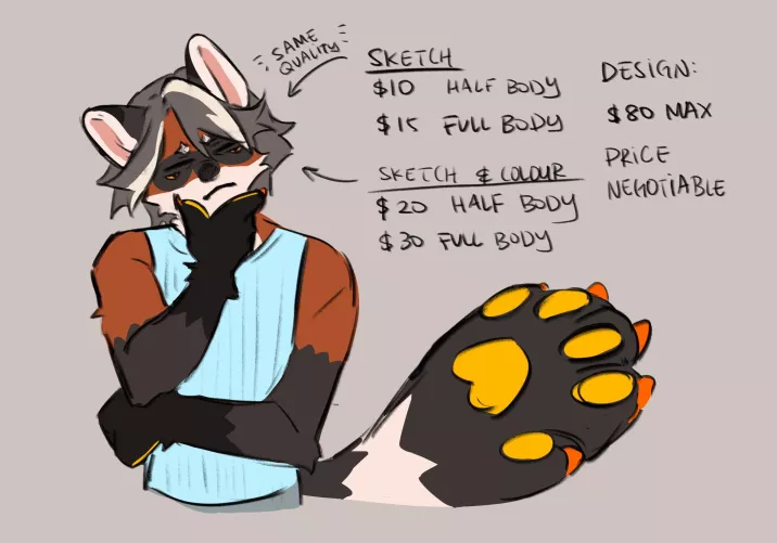 I’m thinking of opening furry commissions but I have two main questions: do the prices look fair, and would there be any chance for me to actually receive commissions? by mochippyyy