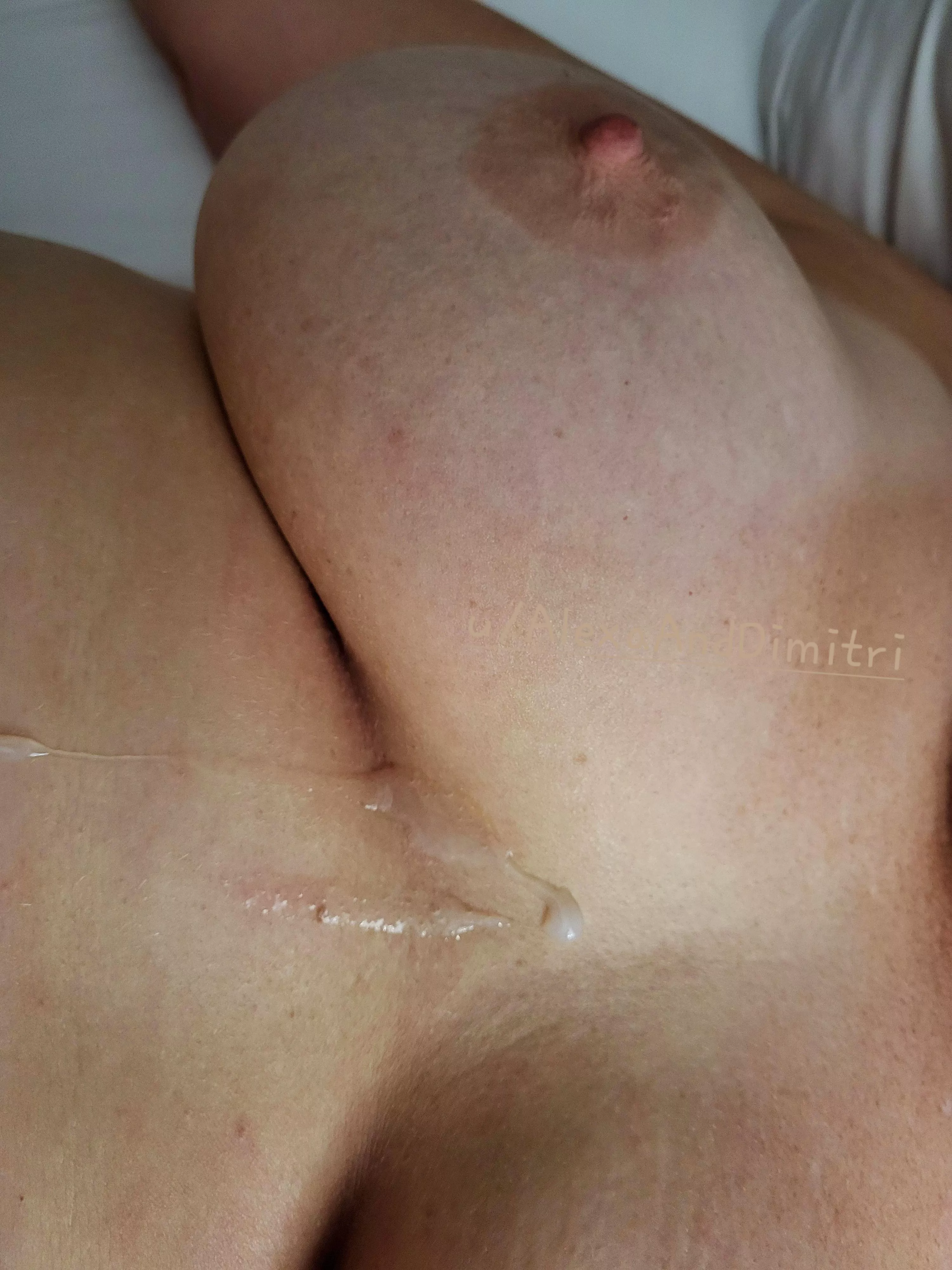 I came on her beautiful natural MILF tits before she was ready and now she needs someone to help her finish... You up for it? F(38) posted by AlexaAndDimitri