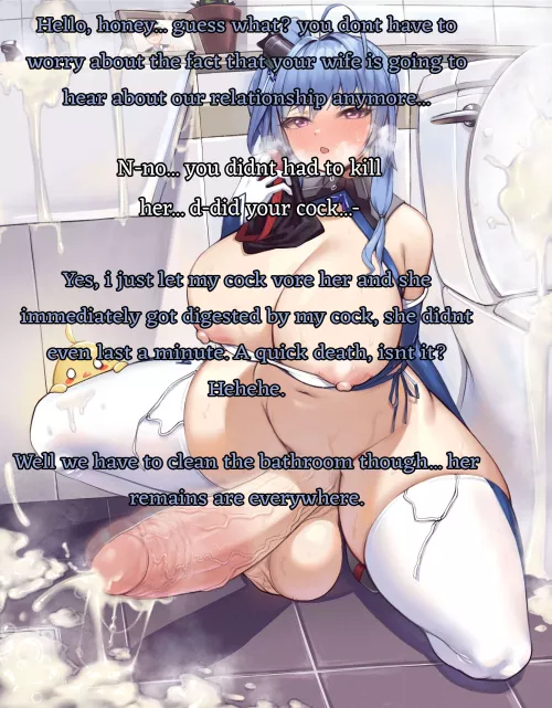 {image} [CONTENT WARNING] Futa CV Caption, things got messy around here... [futanari] [cock vore] [cum] [fatal] [caption] [cheating] [cruel] by 13thnobunaga