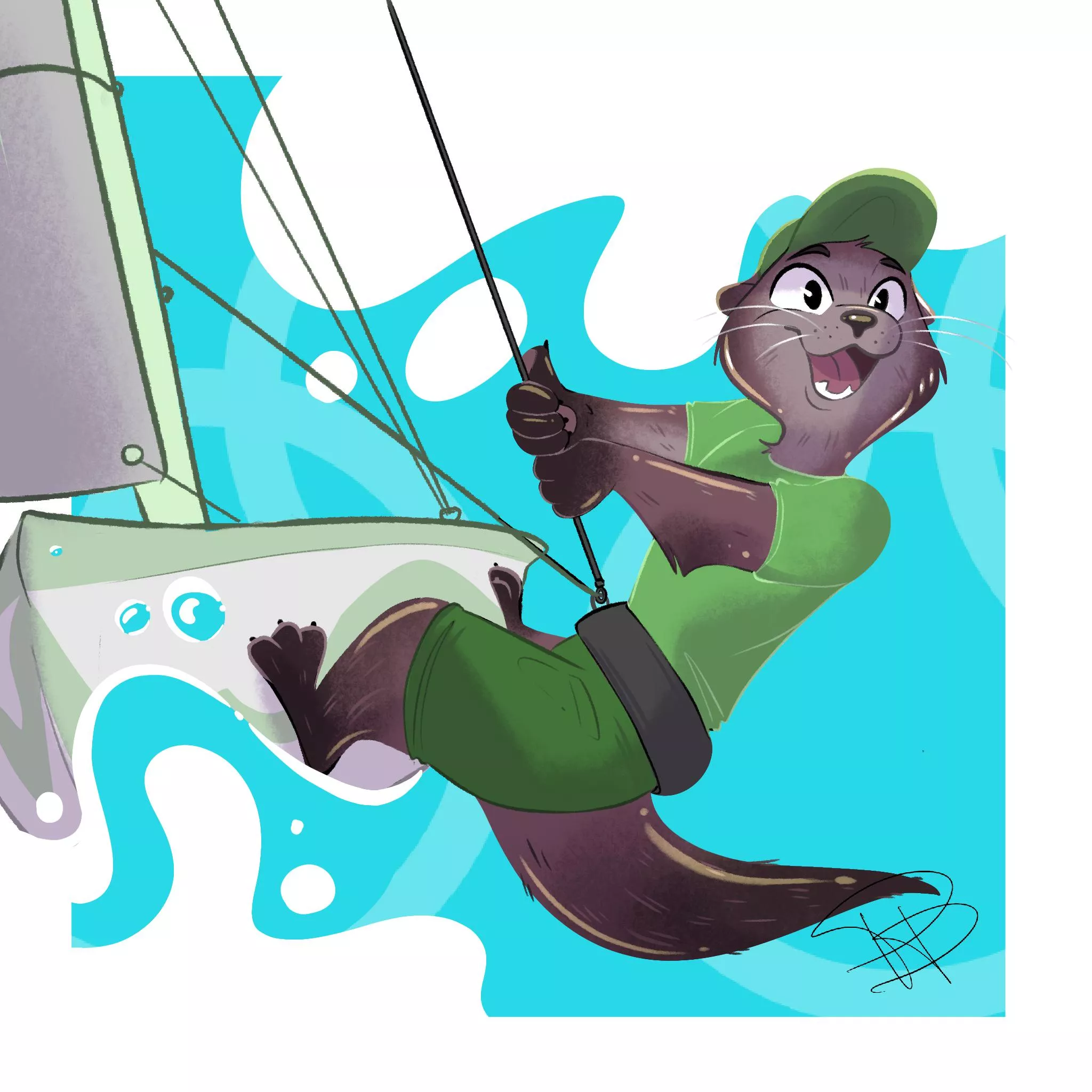 Pawlympics Practice: Sailing! (art by me) posted by pepperpawdraws