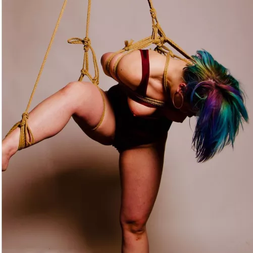 next, full suspension 😈 but i really wanted to show off my hair ! 🌈 by disc_h0e_shit