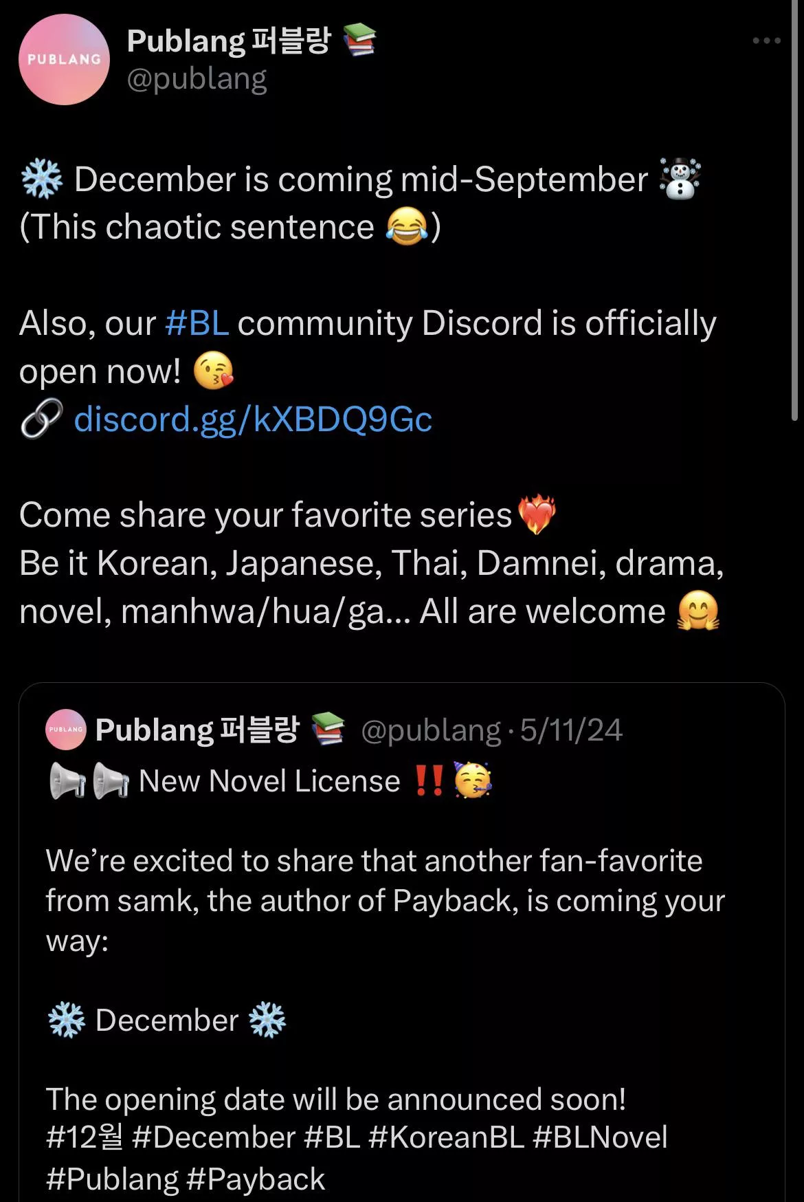 I’ve been trying to track any update down for this story and FINALLY found something😭😭 [December] posted by wixkedwitxh