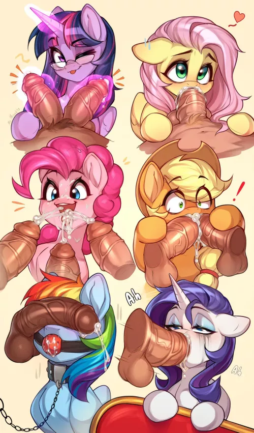 The Mane 6 all hard at work~ (minekoO6) by heisenstuff