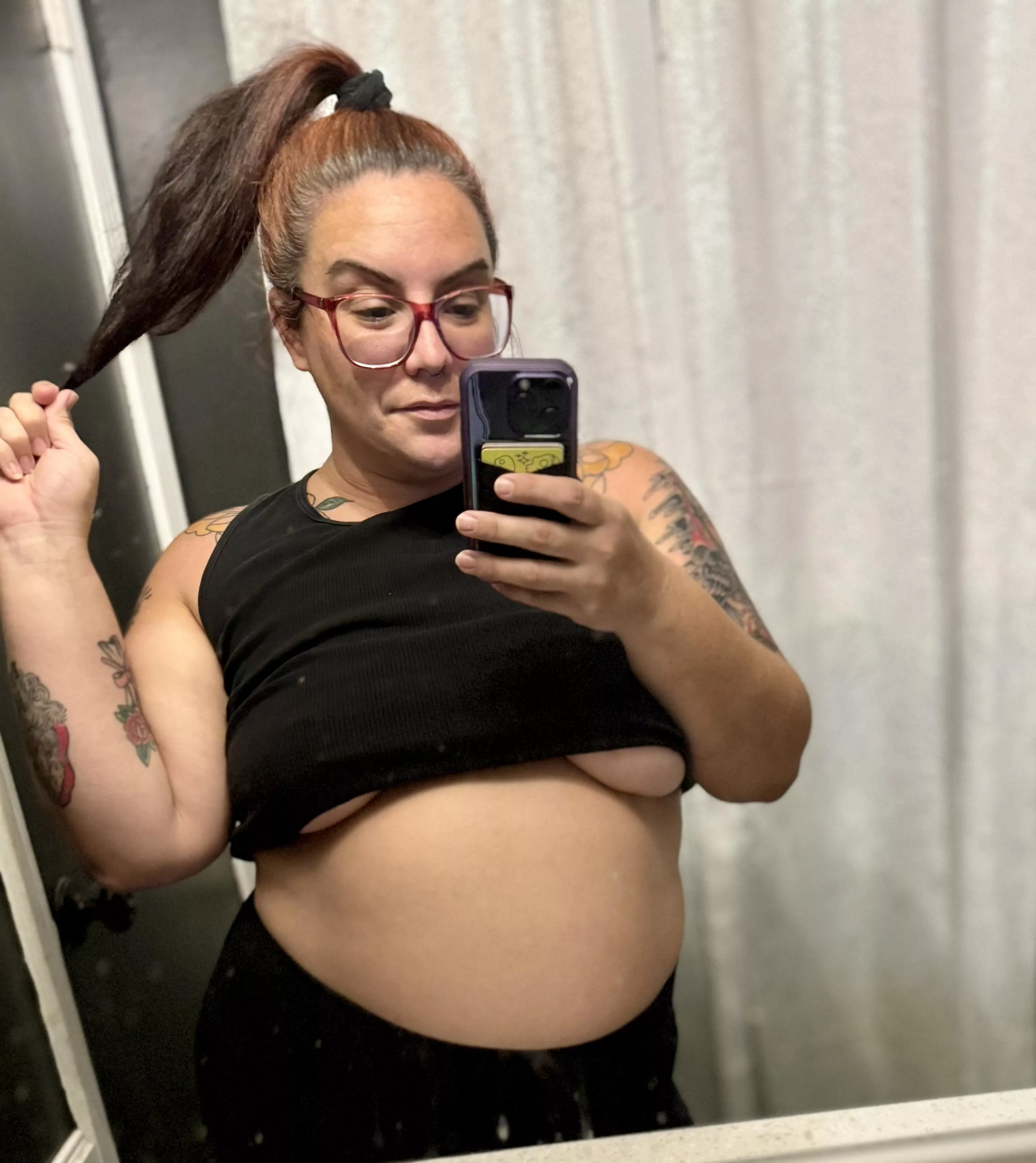 Straightened and put in a high pony  posted by spicysundays