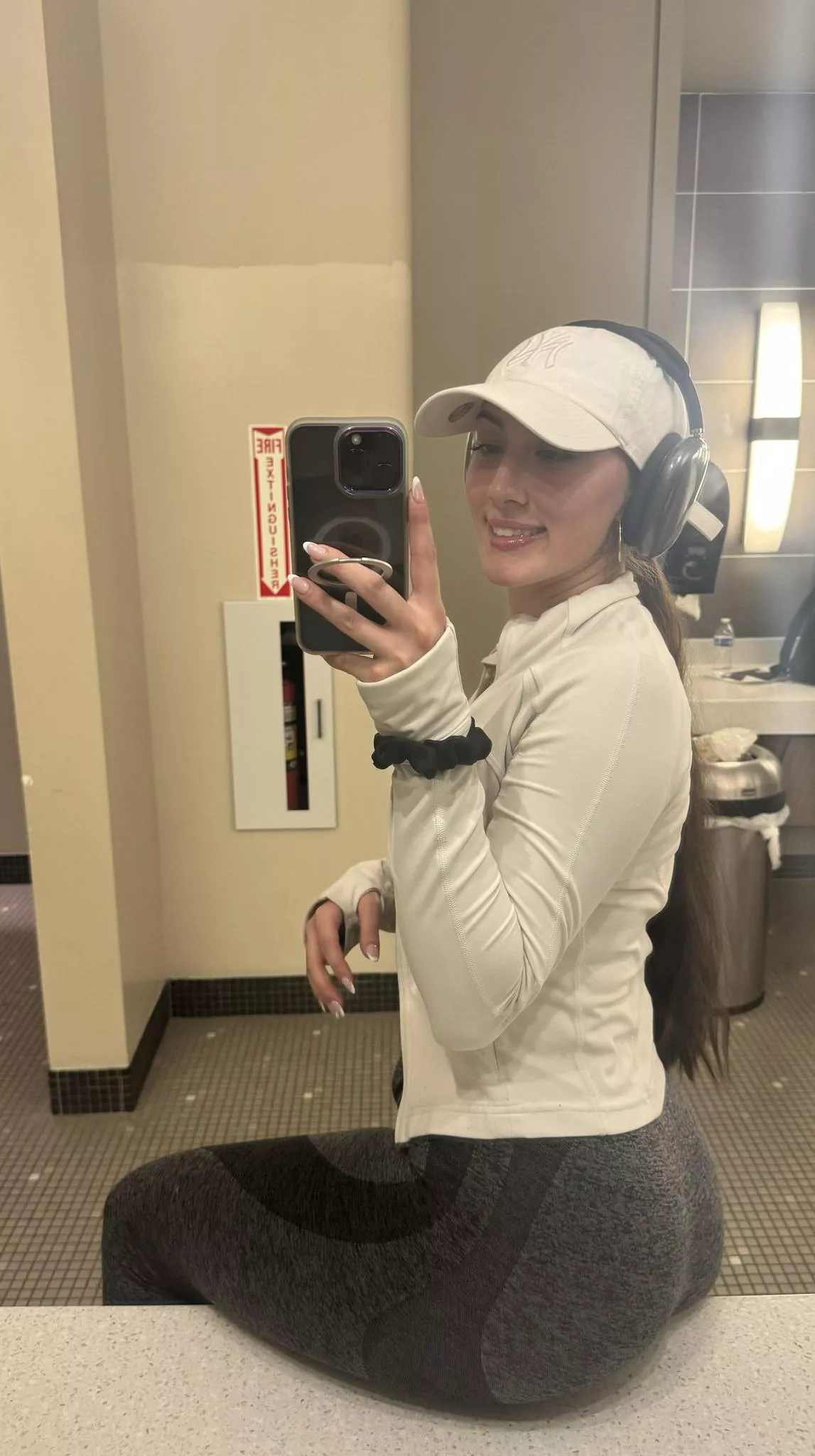 How do we feel about these grey yoga pants on me? posted by CuteBandi