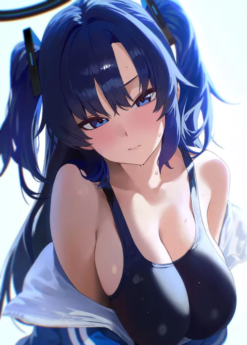 Yuuka in blue jacket and swimsuit (kazaneWind) [Blue Archive] by elegantloveglimmer