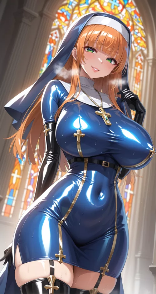 Blue Latex Nun by CheetahSperm18