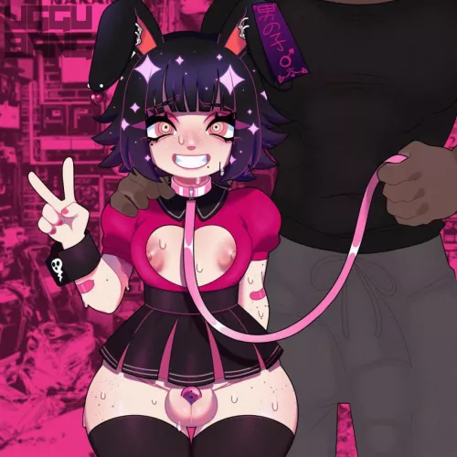 Being on a leash feels soo good :3 by FemboyPrincess_Neon