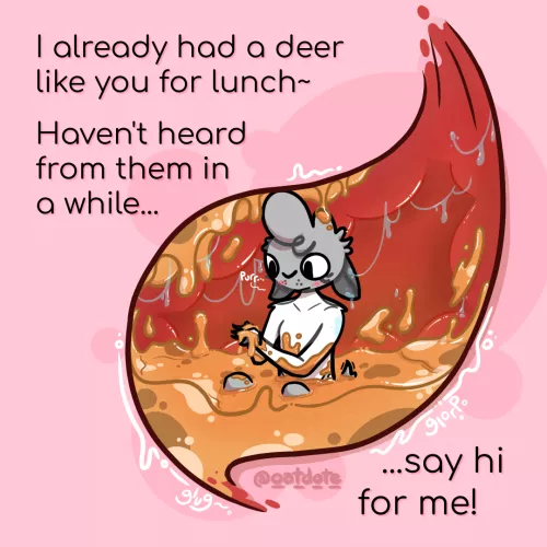 {Image} double deer (Art by oatdote) [fatal] [smaller prey] [gooey digestion] by oatdote