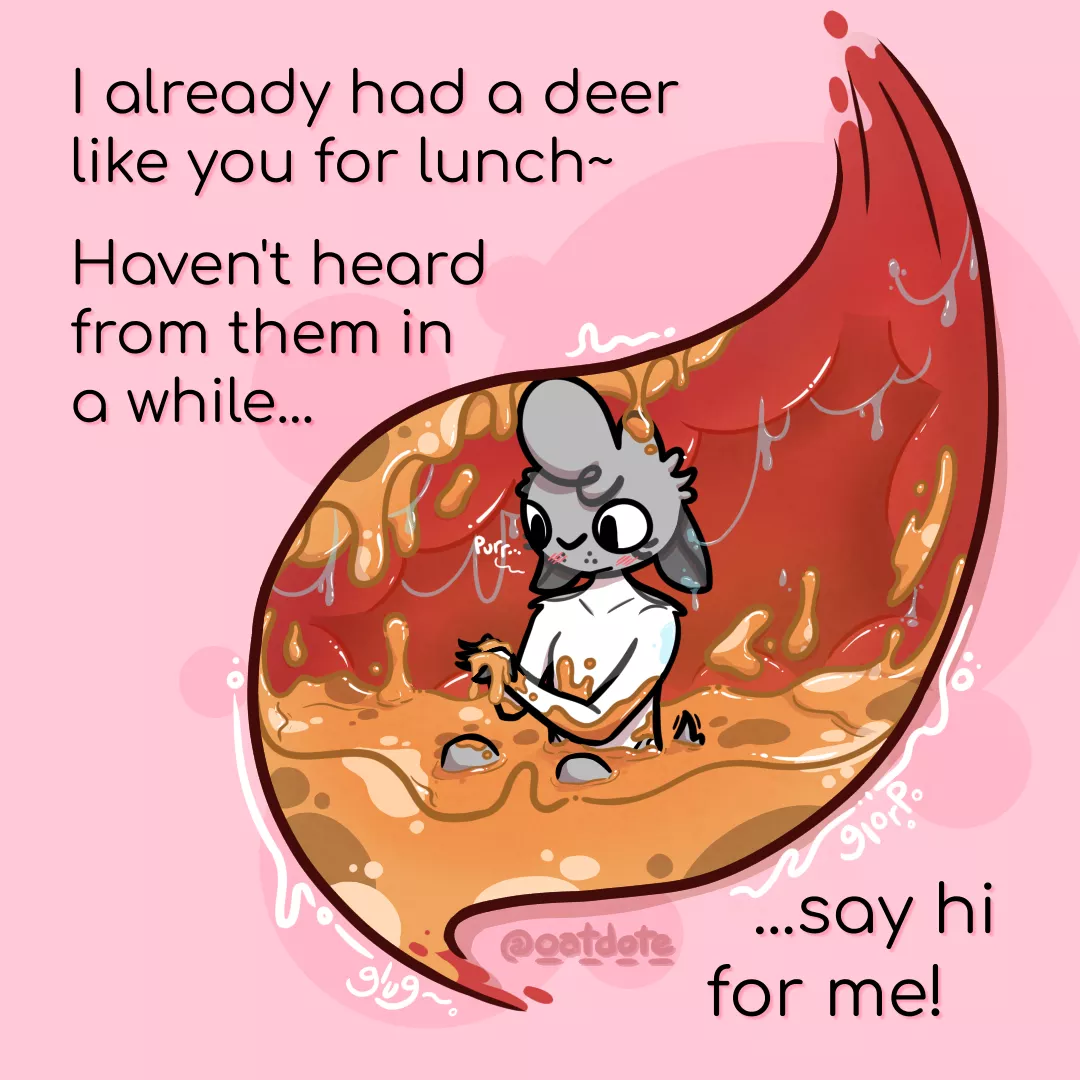 {Image} double deer (Art by oatdote) [fatal] [smaller prey] [gooey digestion] posted by oatdote