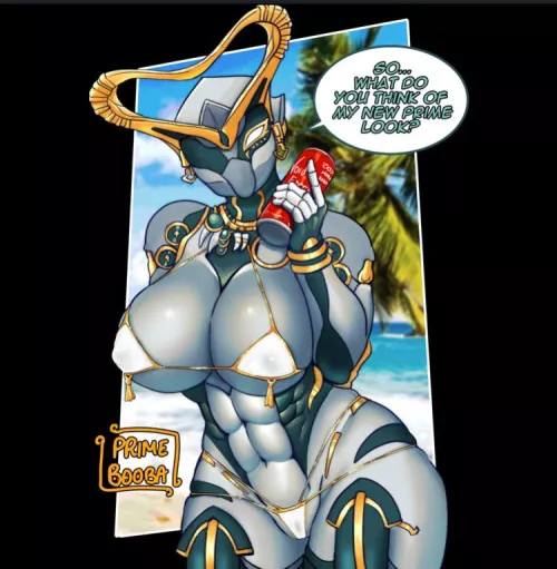 Muscle mommy Hildryn prime at the beach. [PRIME BOOBA] by Darkmoon_light29