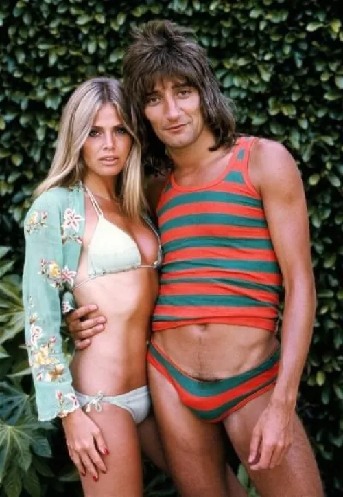 Rod Stewart and Brit Eklund, 1970s by babydoll17448