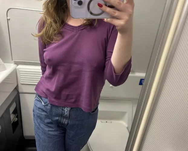 braless airplane selfie 😳✈️ by strawberrygal13