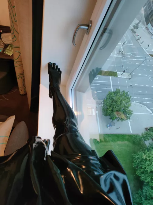 I was on vacation and brought my latex to the hotel 🖤😄 (Socks, stockings, panties, garter belt, skirt) by FetishPengu