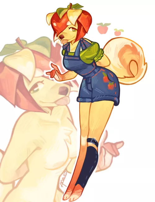 apple dog Adopt! (art by me and info below) by Ana_Ori