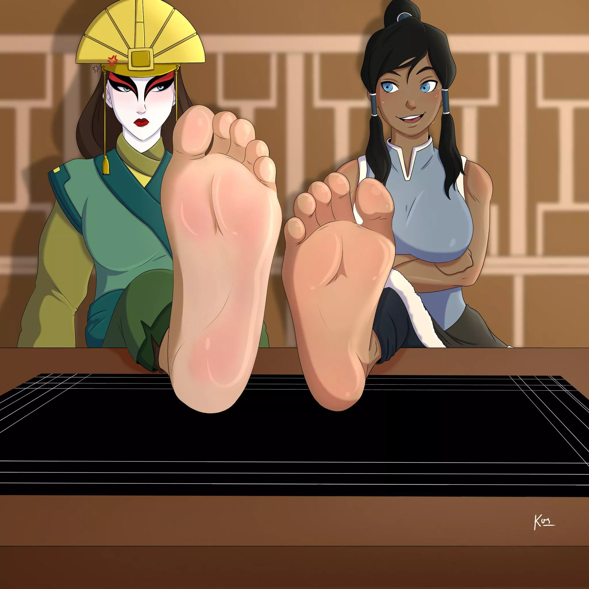 [Avatar] Korra and Kyoshi compare their feet sizes by (KosmicFu)  posted by ducksick7