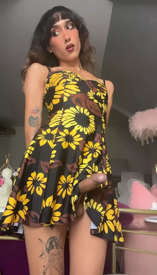 My girldick just loves to pop out under my dresses- Yes i go commando on purpose 😉🍆  by Playmatemimi