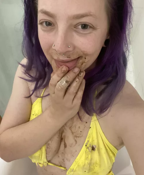 Playing around in ice cream  by MoonKittenBun