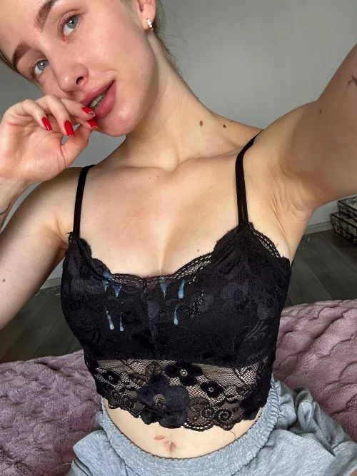 White jizz looks perfect on black lace by CherryBiscuitt