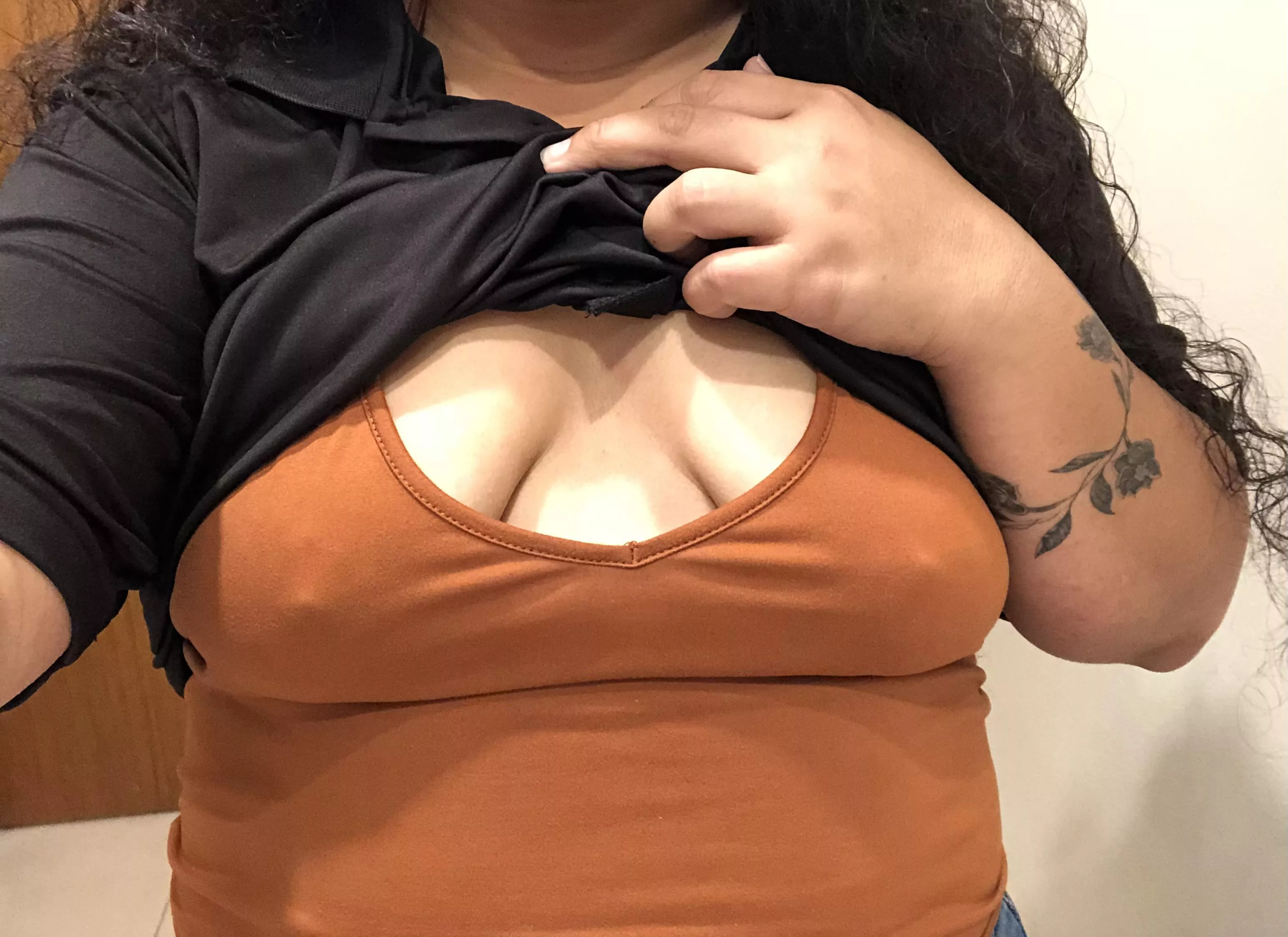 At work with no bra today posted by _spacebananass