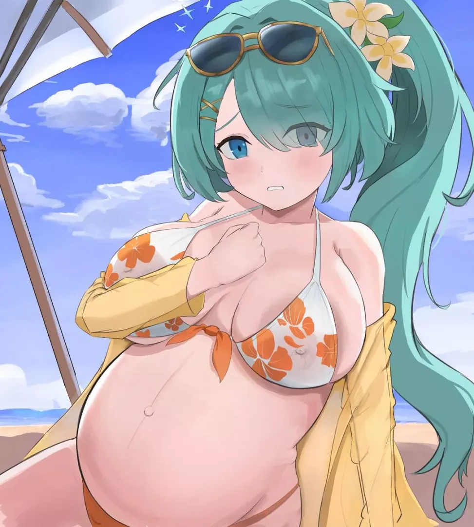 Shy about her swimsuit by HeavyLancerthe8th