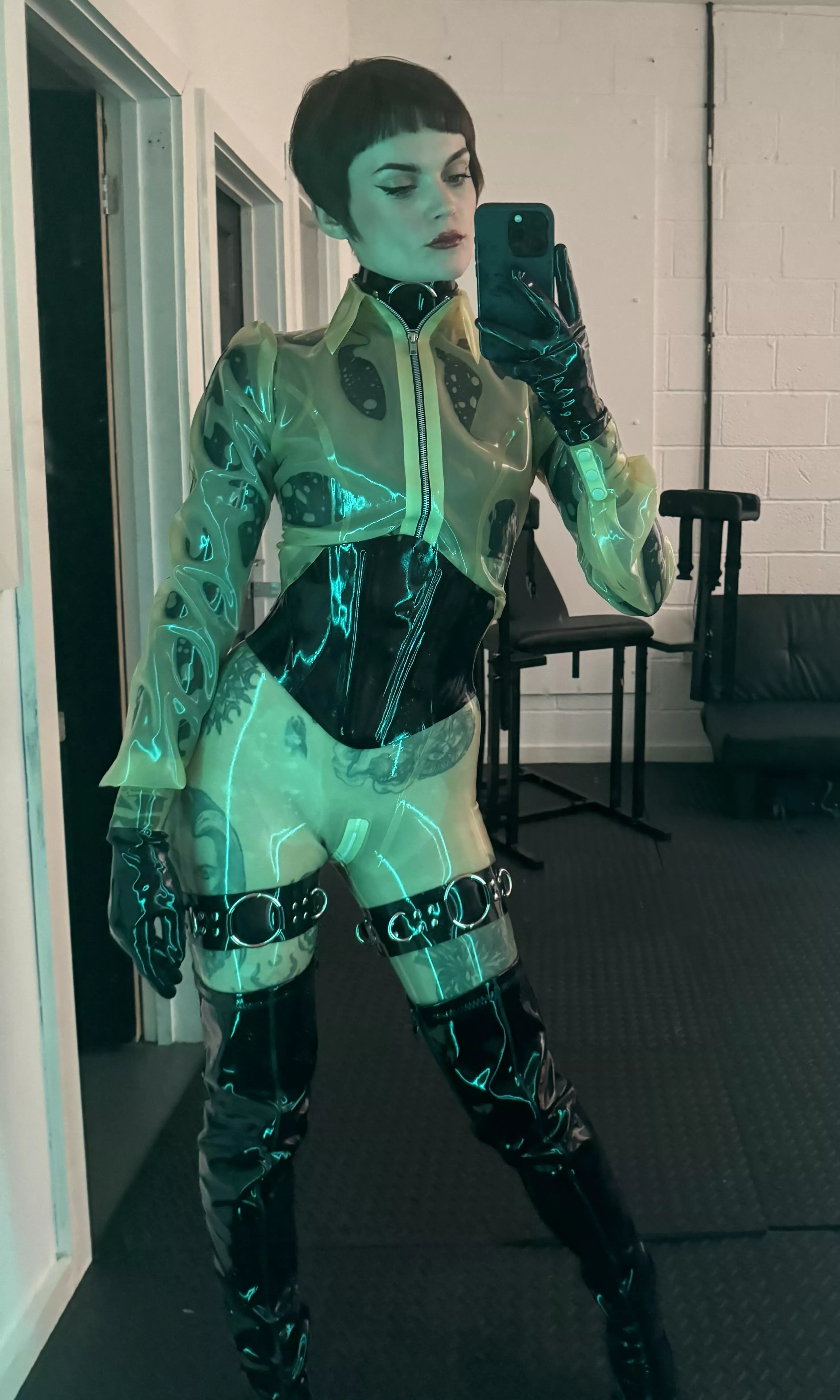 A corset completes this layered latex look 💋 posted by aephiid