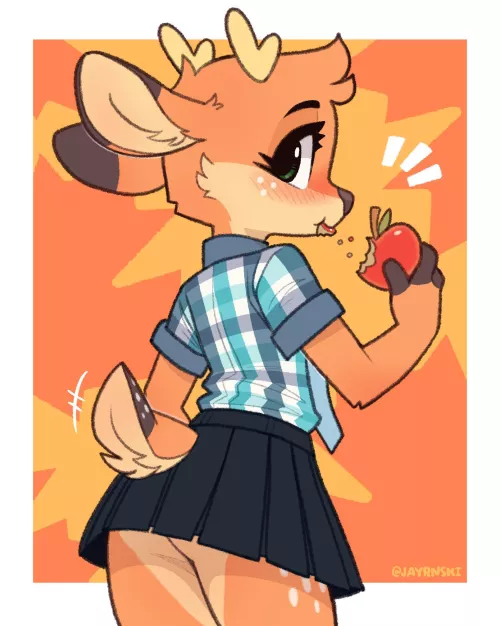 Maple spotted eating apples! 🦌🍎 (@jayrnski) by JayInDisarray