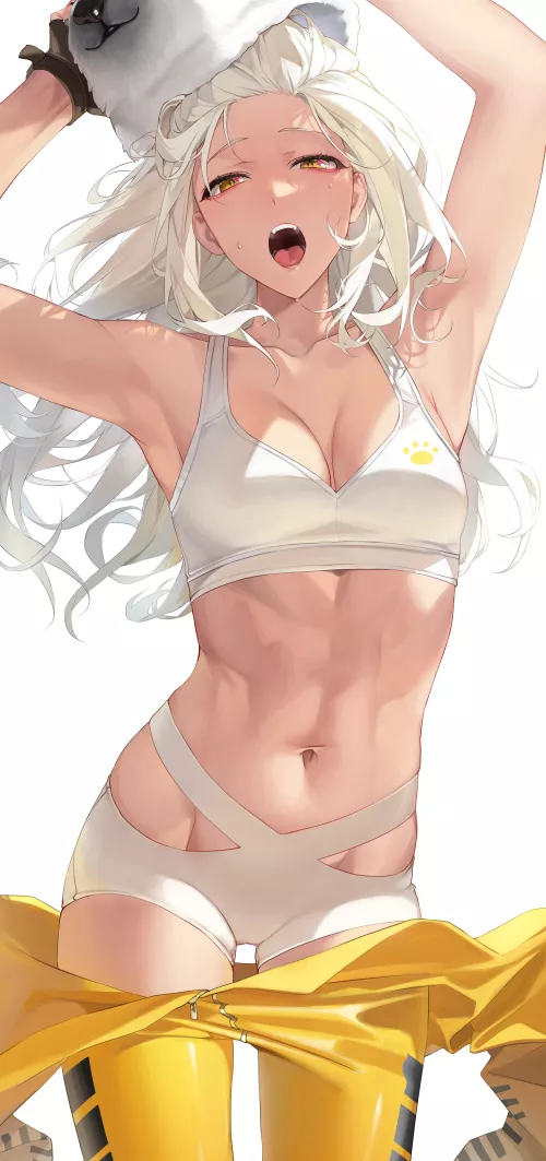 White hair , Muscle Girl, Abs by iNfECtEdgHOsT