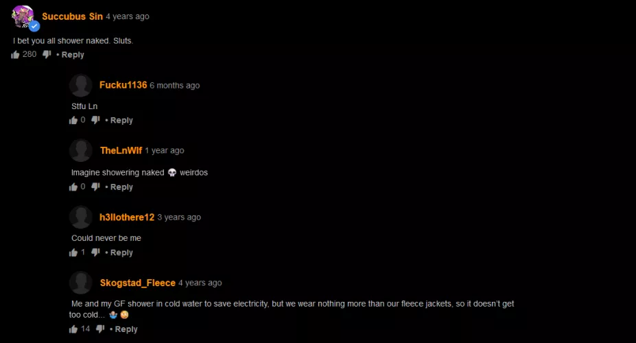 Tch, Showering in skin. Disgusting by SuckSqueezeBangBlow9