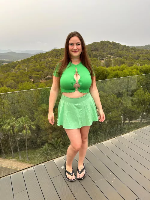 Huge cleavage on the roof of the hotel  by germanbombshell