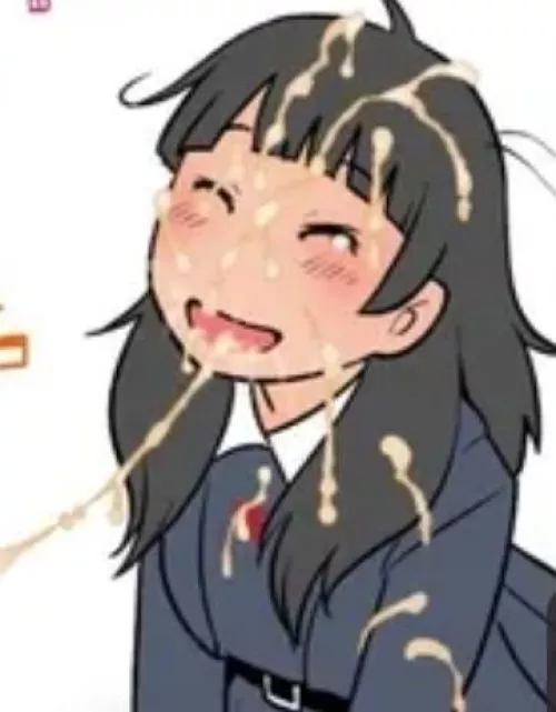 LF Color Source: 1girl, cum on face, black hair, smiling,  by potatowedgesareepic