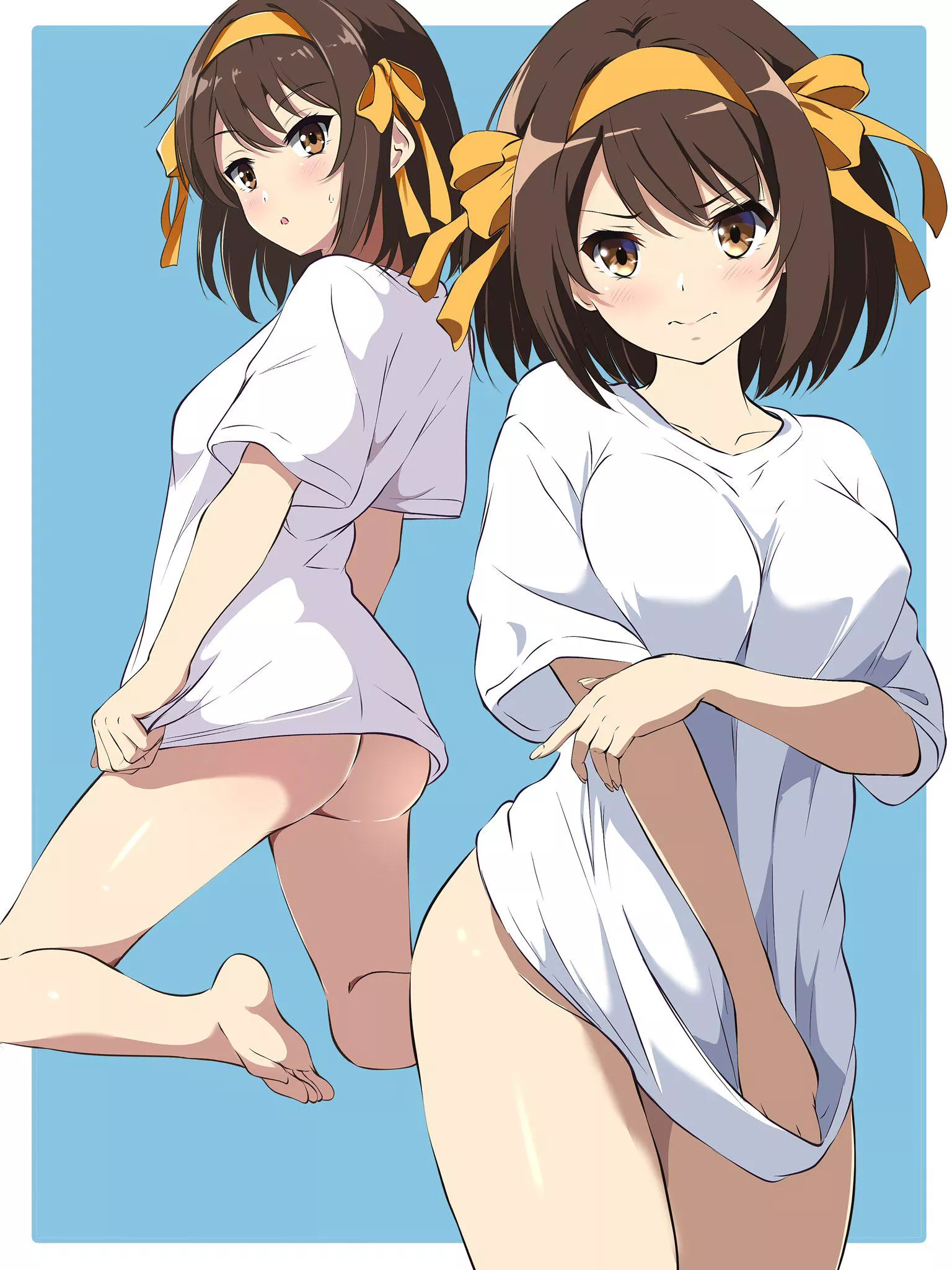 Haruhi in just a shirt [The Melancholy of Haruhi Suzumiya] (borgbattlerT) posted by EvidenceOfDespair
